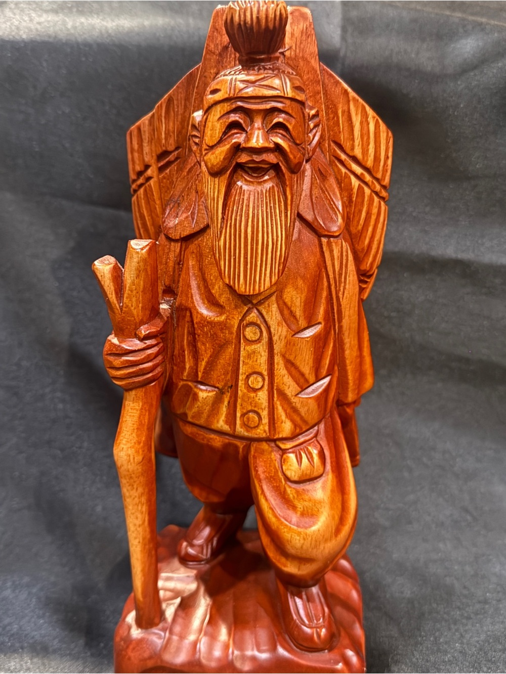 Hand-Carved Wooden Traveler SHOU XING SHOU Lao type figure